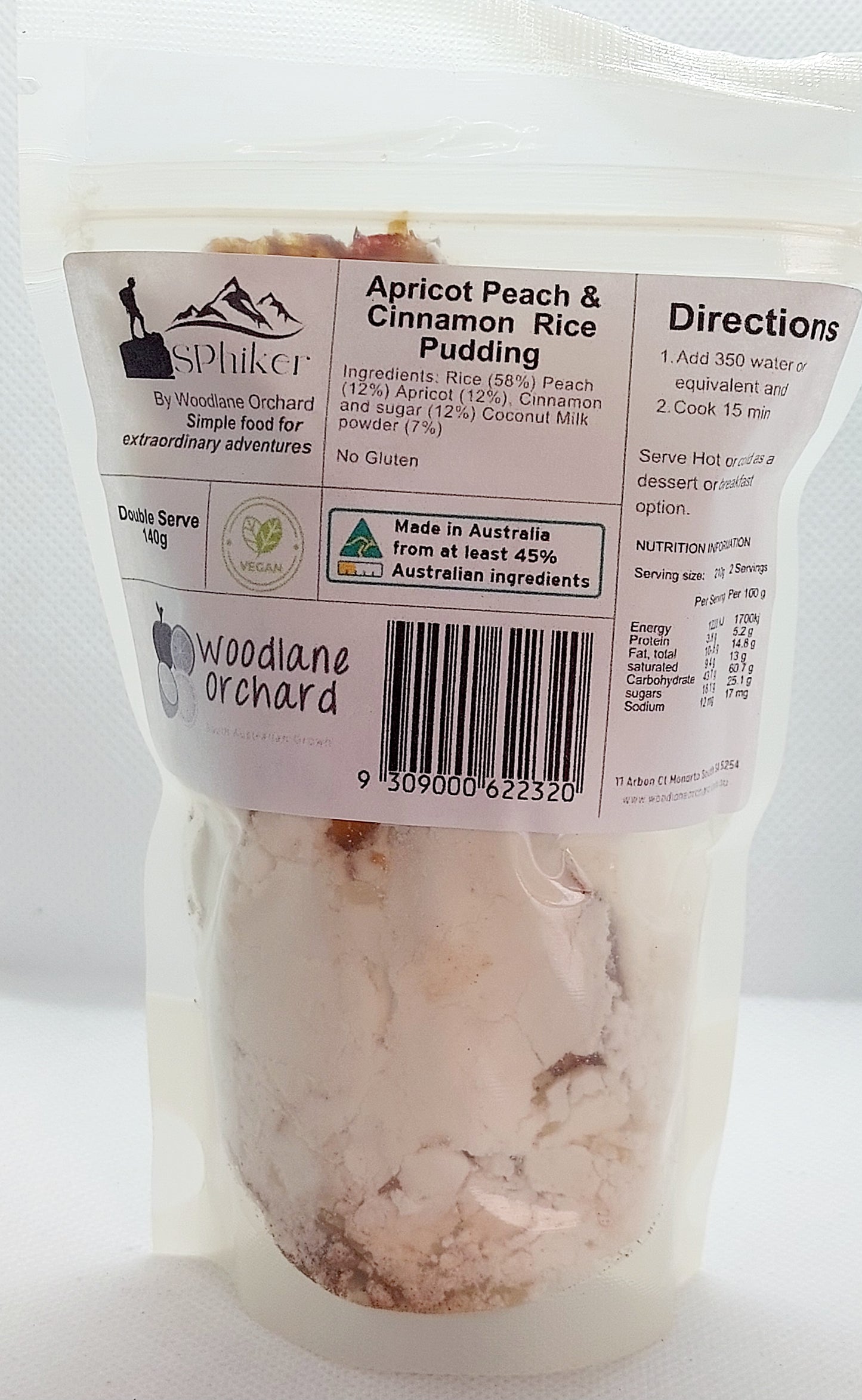 Apricot, Peach and Cinnamon Rice Pudding Dehydrated Australian Hike Food