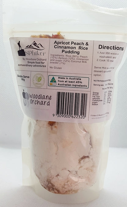 Apricot, Peach and Cinnamon Rice Pudding Dehydrated Australian Hike Food