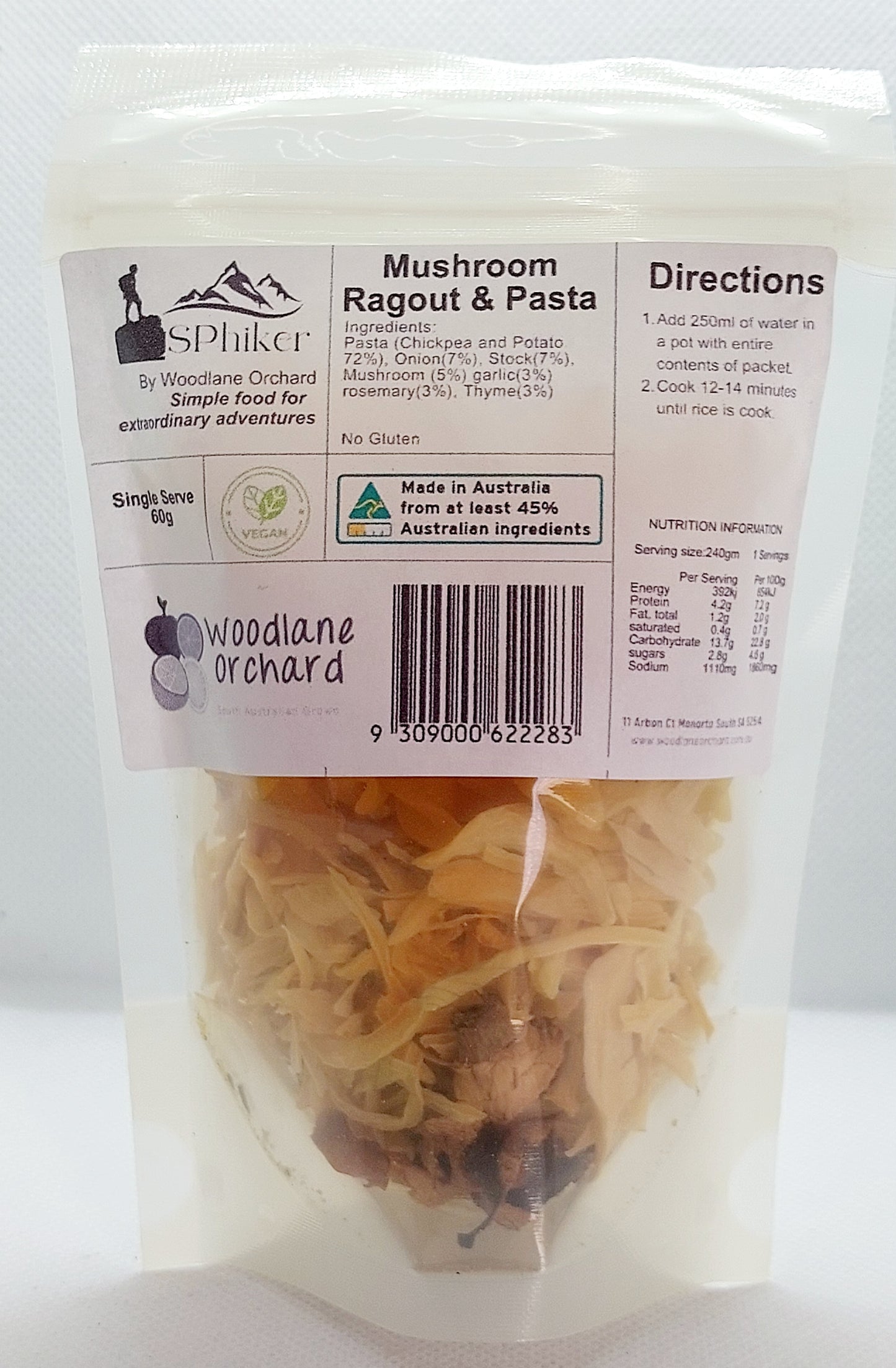 Mushroom Ragout with Pasta Dehydrated Australian Hike Food