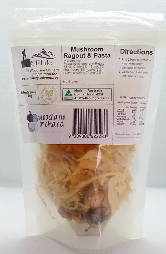 Mushroom Ragout with Pasta Dehydrated Australian Hike Food
