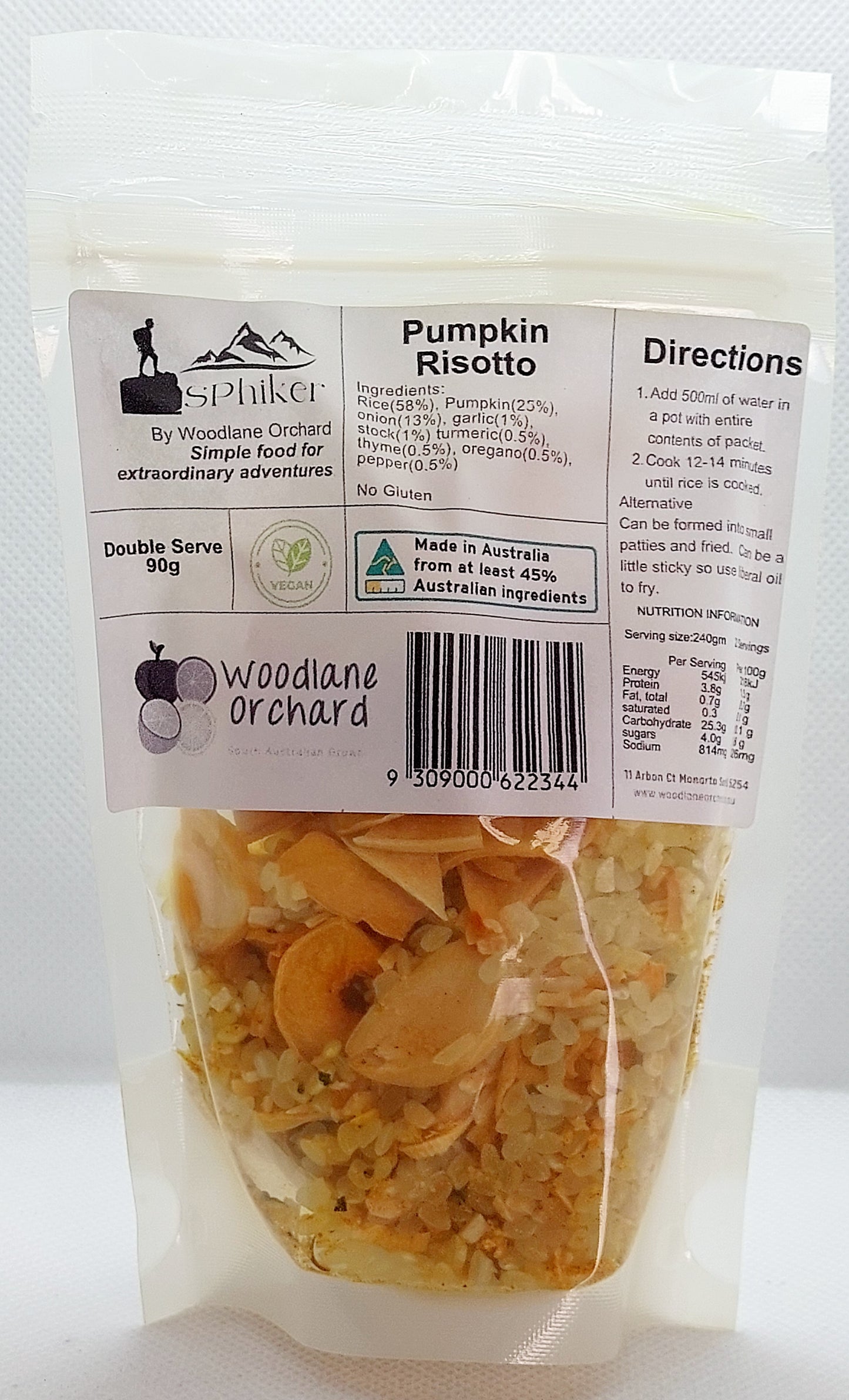 Pumpkin Risotto Dehydrated Australian Hike Food