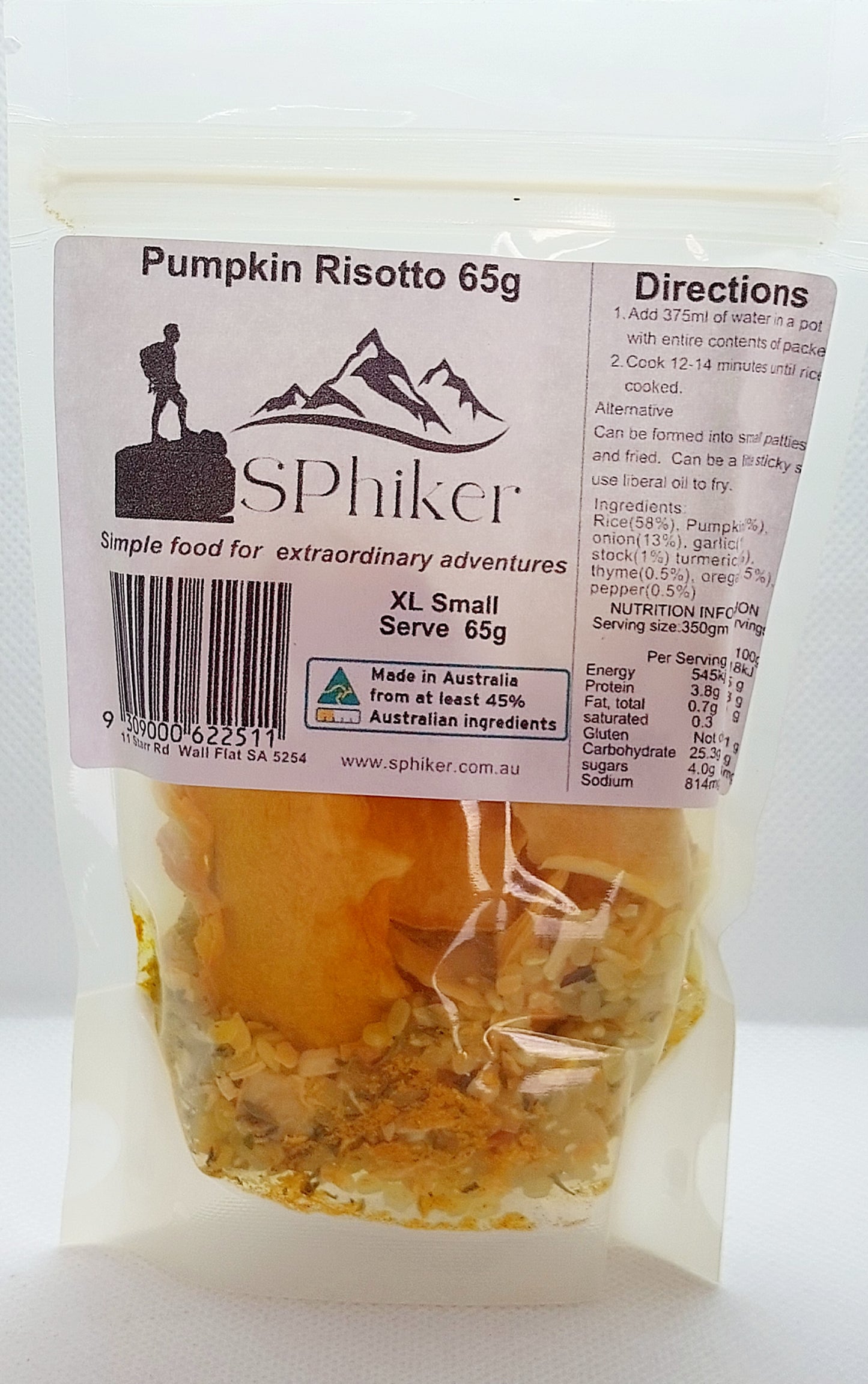 Pumpkin Risotto Dehydrated Australian Hike Food