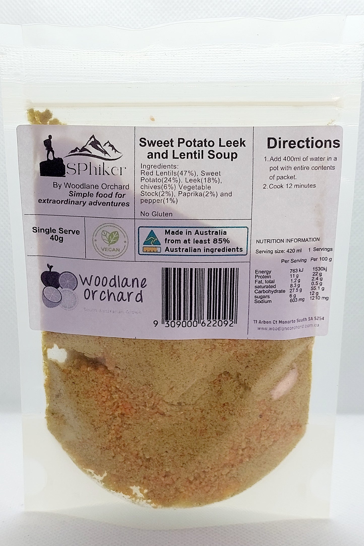 Sweet Potato, Leek and Lentil Soup Dehydrated Australian Hike Food