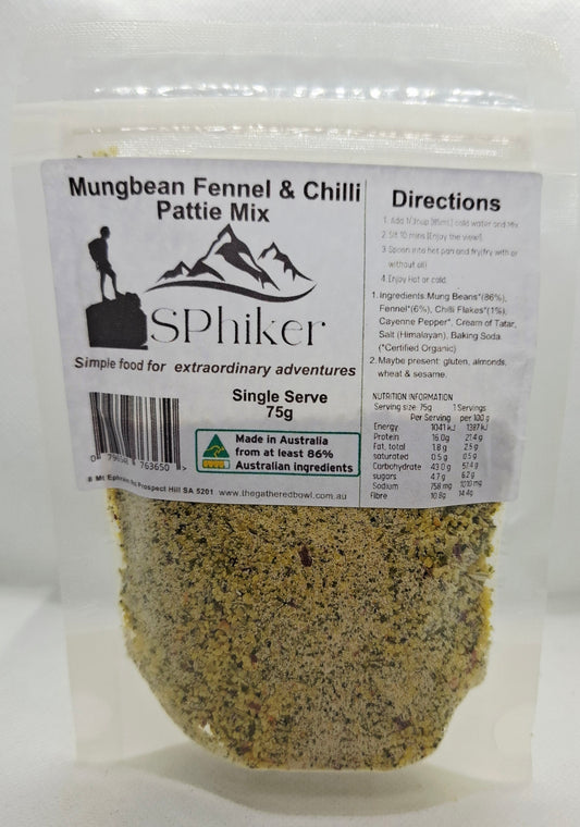 Organic Mungbean Fennel and Chilli Pattie