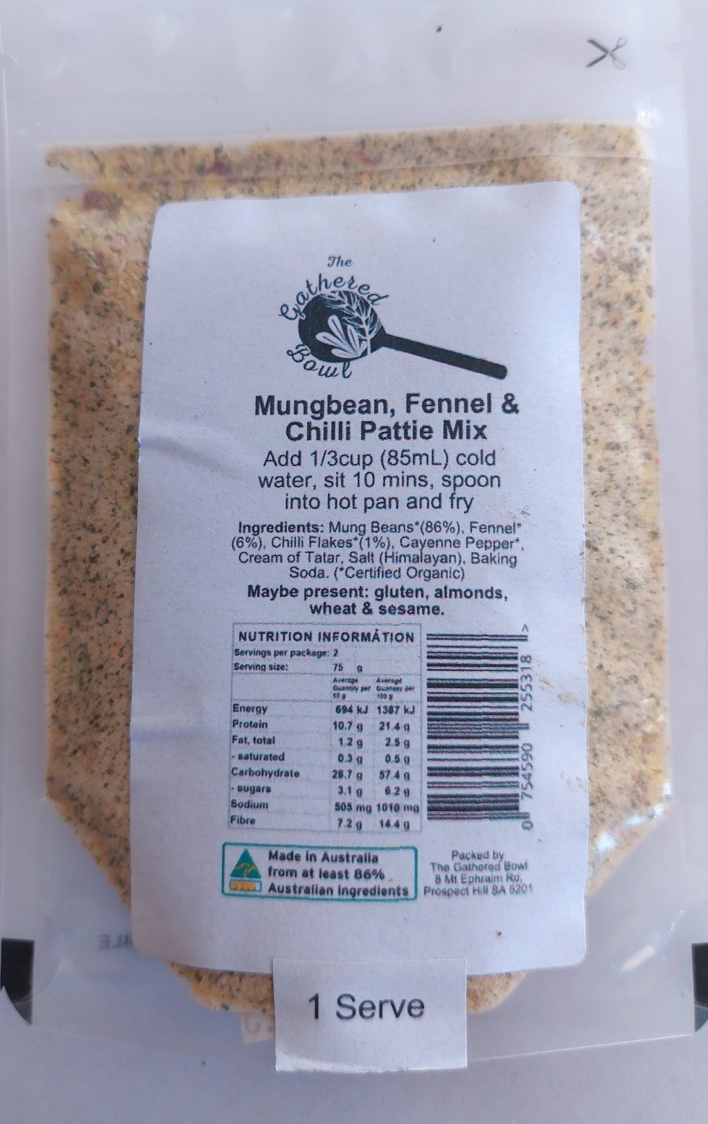 Organic Mungbean Fennel and Chilli Pattie image 1