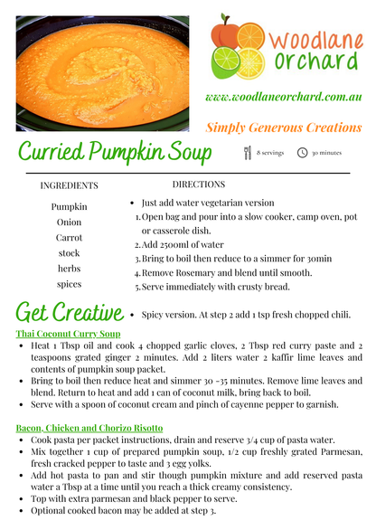 Curried Pumpkin Soup Dehydrated Australian Hike Food
