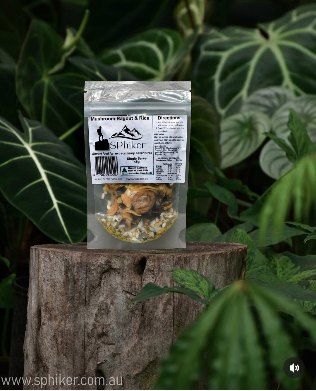 Mushroom Ragout with Rice Dehydrated Australian Hike Food